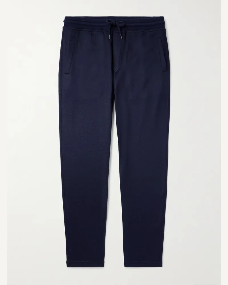 Brunello Cucinelli Schmal zulaufende Jogginghose aus Jersey aus einer Kaschmirmischung Blau
