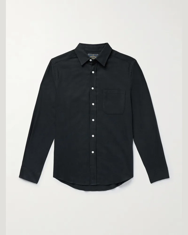 Portuguese Flannel Teca Hemd aus gebürstetem Baumwoll-Twill Schwarz