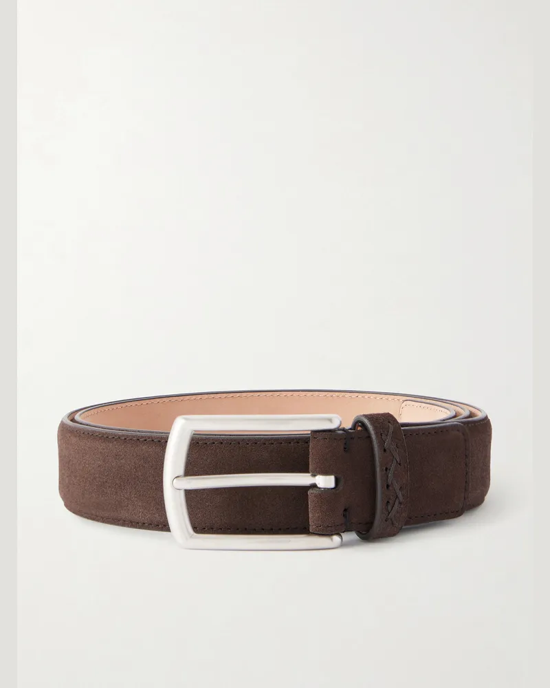 Ermenegildo Zegna 3 cm Suede Belt Brown