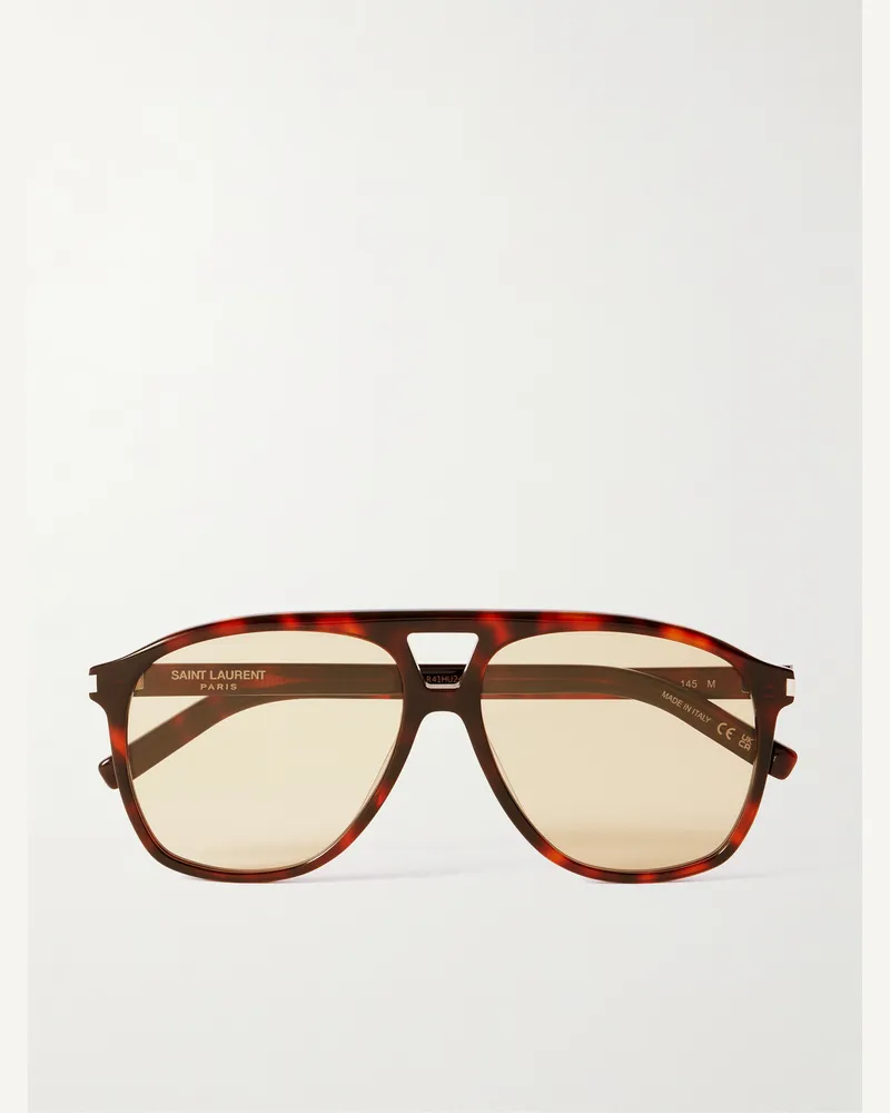 Saint Laurent Pilotensonnenbrille aus Azetat in Schildpattoptik Horn