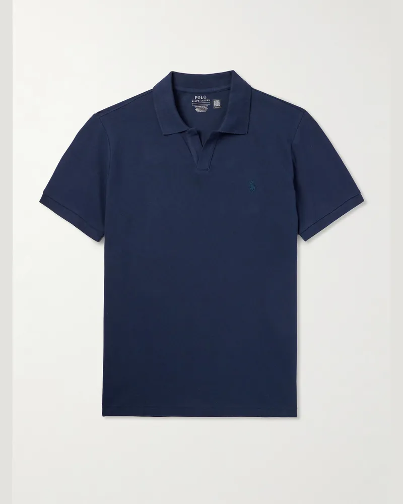 Ralph Lauren Polohemd aus Piqué aus einer Baumwollmischung mit Logostickerei Blau