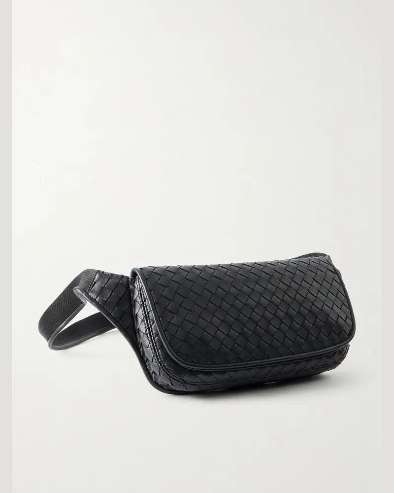 Bottega Veneta Veneto Intrecciato Leather Messenger Bag Black