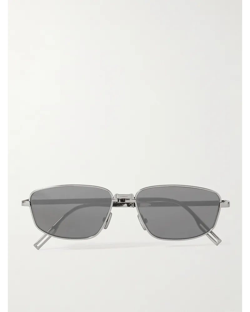 Dior Dior90 S1U Sonnenbrille mit rechteckigem Rahmen und silberfarbenen Details Silber