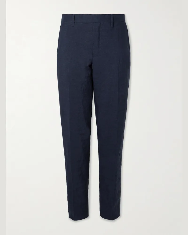 MR P. Phillip Slim-Fit Straight-Leg Linen Suit Trousers Blue