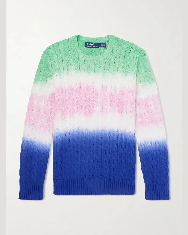 Ralph Lauren Dégradé Cable-Knit Cotton Sweater Multi