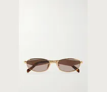 Round-Frame Gold-Tone and Acetate Sunglasses
