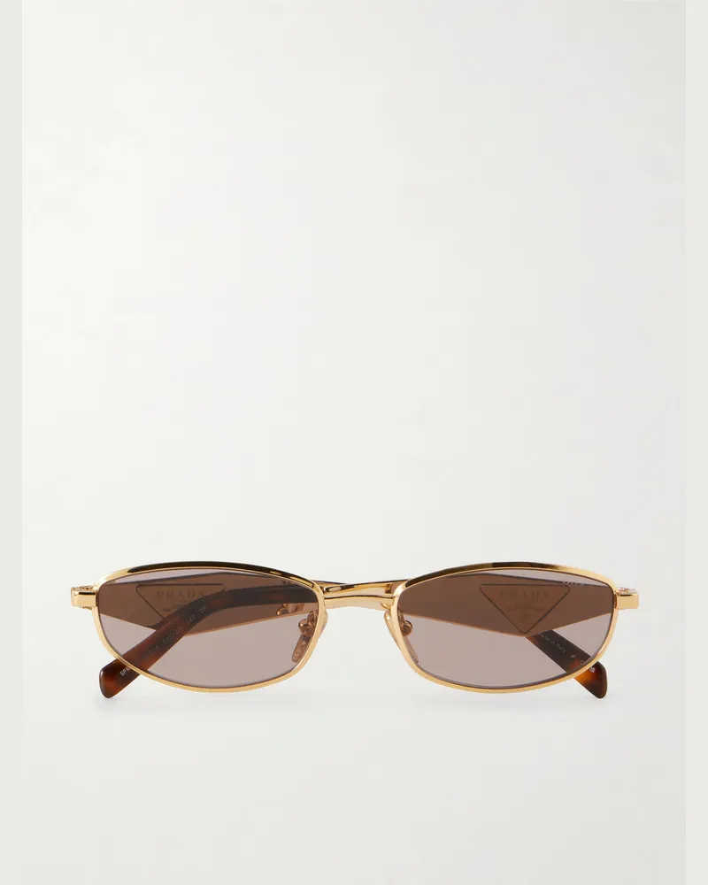 Prada Round-Frame Gold-Tone and Acetate Sunglasses Gold