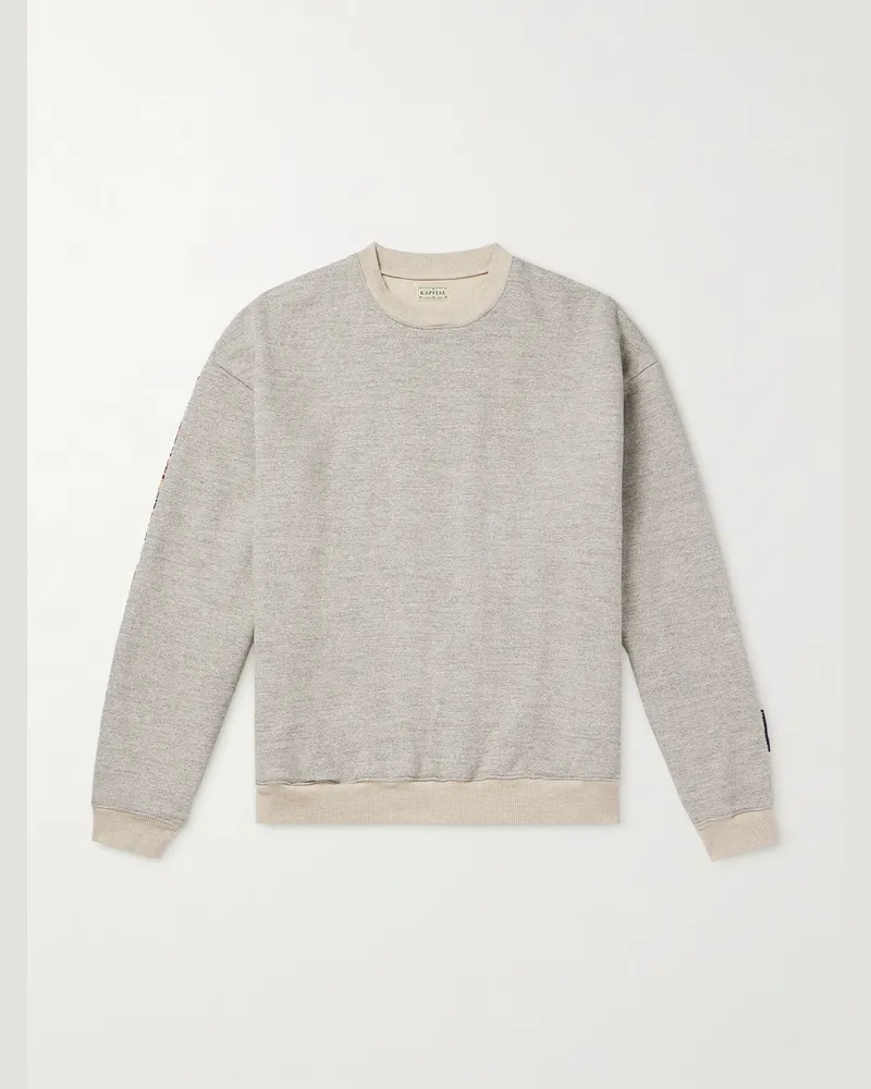 KAPITAL Peckish Maria Cotton-Jersey and Quilted Shell Sweatshirt Gray