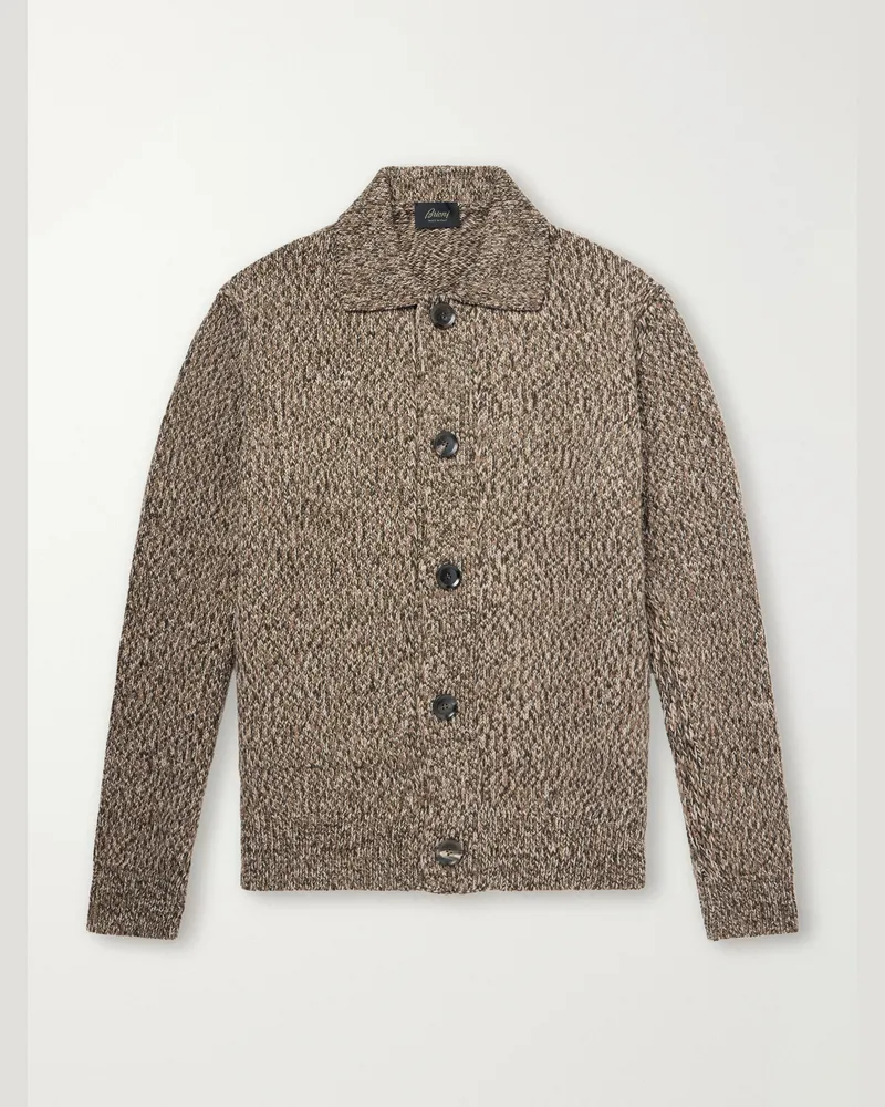 Brioni Wool-Mouliné Sweater Brown