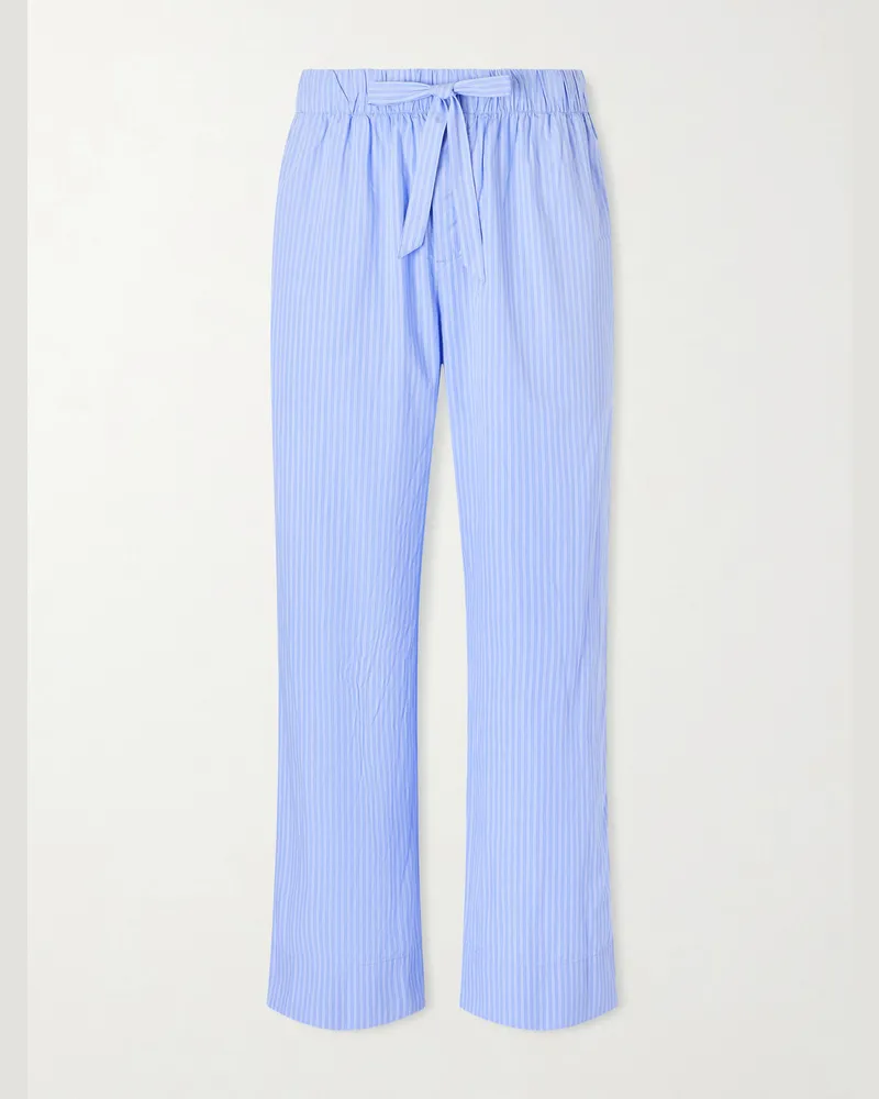 TEKLA Striped Organic Cotton-Poplin Pyjama Trousers Blue