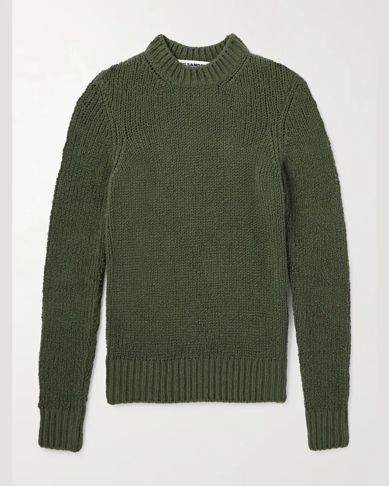 Jil Sander Pullover aus Bouclé aus einer Baumwollmischung Grün