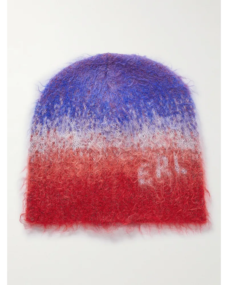 ERL Beanie aus einer gebürsteten Mohairmischung mit Farbvauf Blau