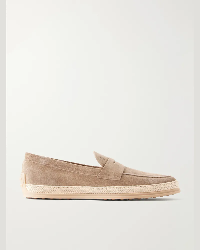 TOD'S Suede Espadrilles Neutrals