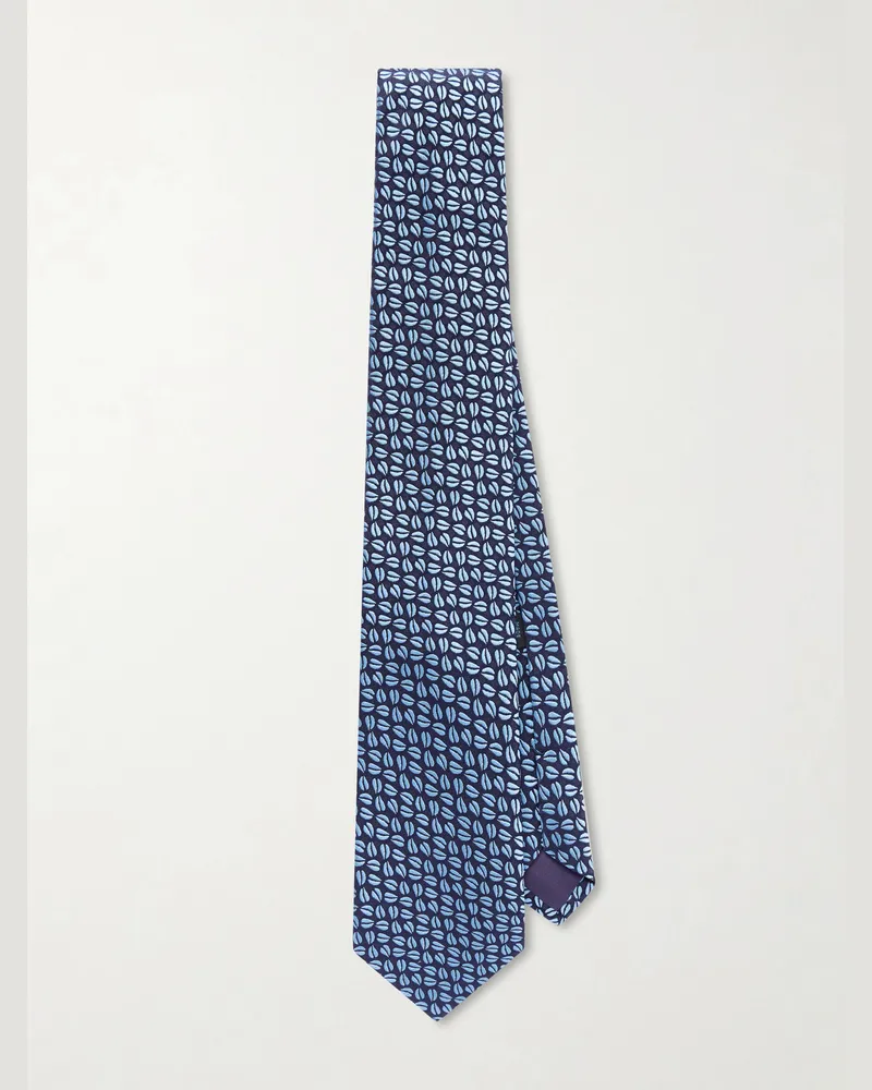 Charvet 8.5cm Silk-Jacquard Tie Blue