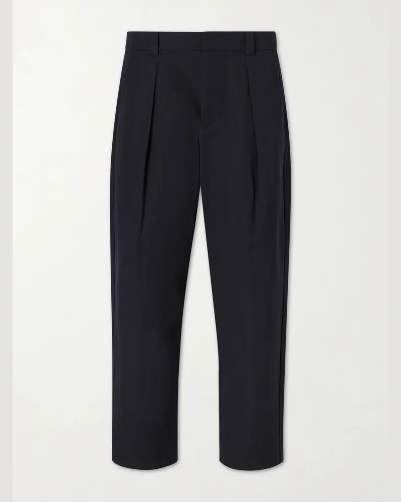 A.P.C. Renato Straight-Leg Pleated Twill Trousers Blue