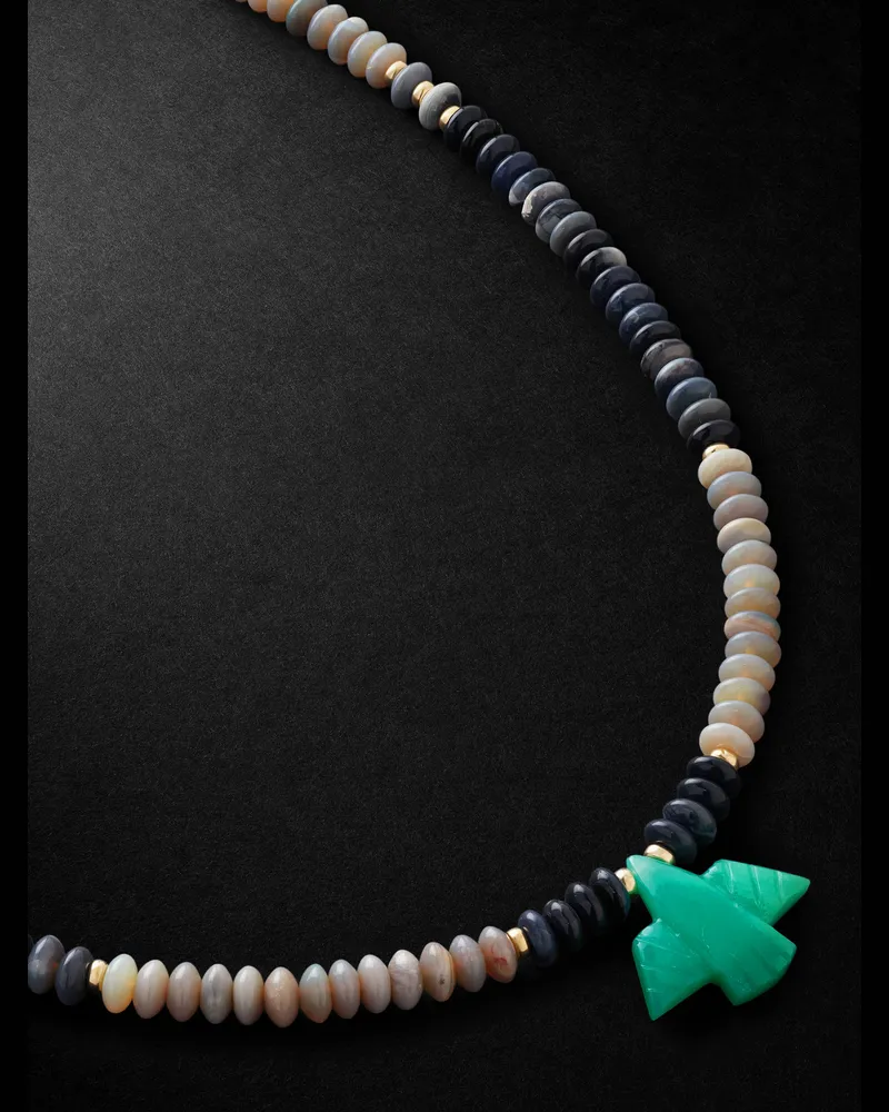 Jacquie Aiche Gold, Opal Heishi and Chrysoprase Beaded Necklace Multi