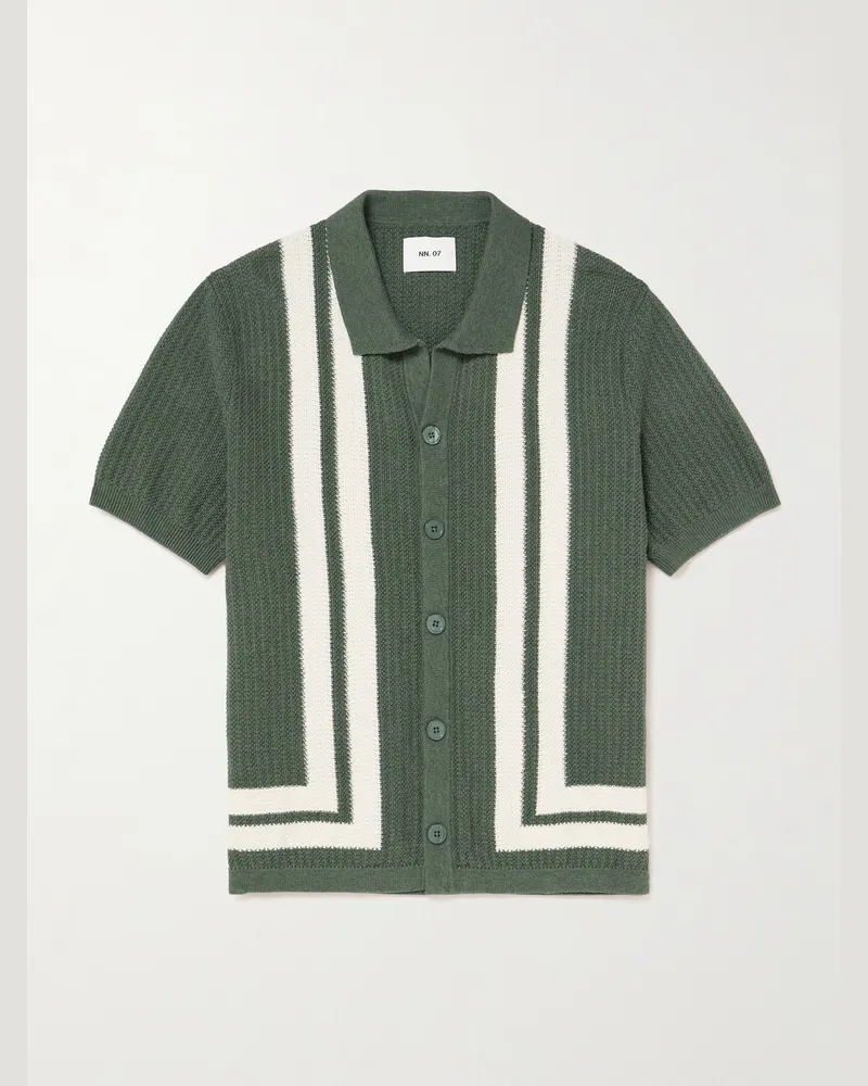 NN 07 Ares 6636 Striped Organic Cotton Shirt Green