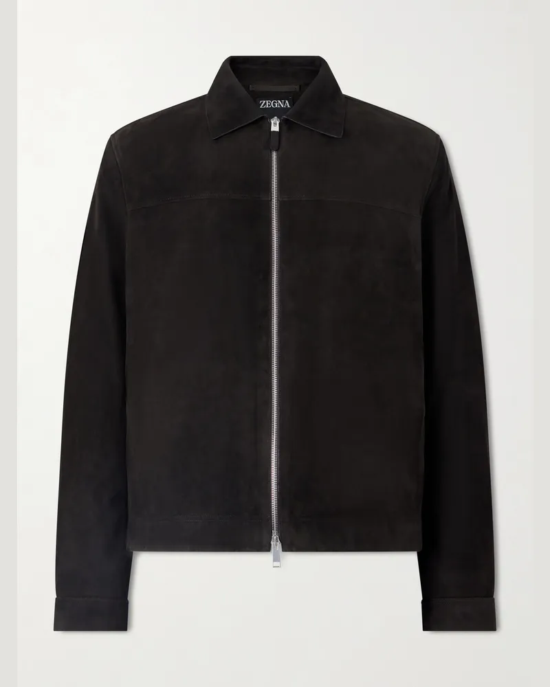 Ermenegildo Zegna Suede Blouson Jacket Brown