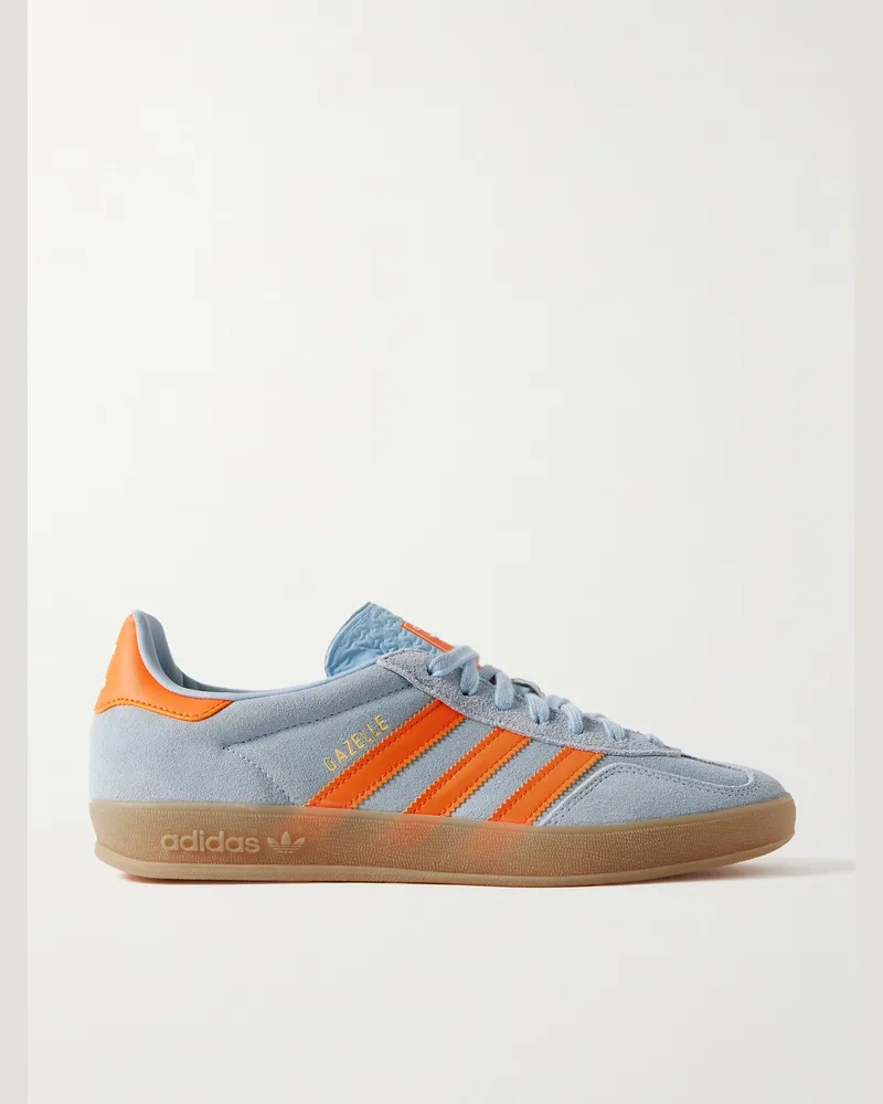 adidas Gazelle Indoor Sneakers aus Veloursleder mit Lederbesatz Blau