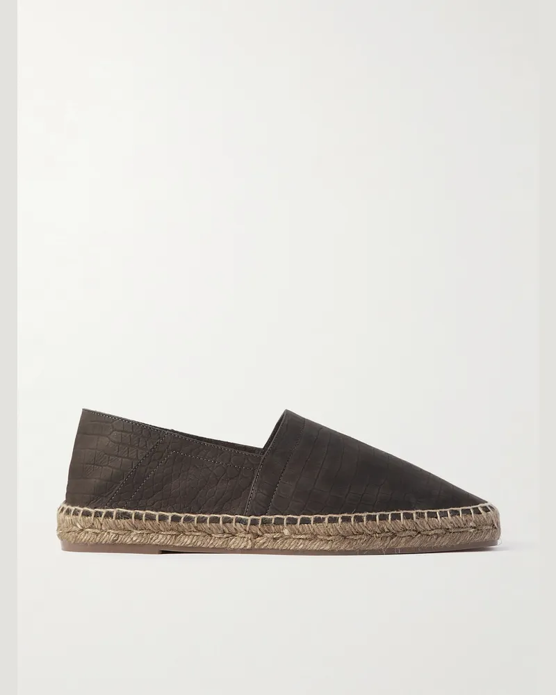 Tom Ford Espadrilles aus Leder mit Krokodileffekt Braun
