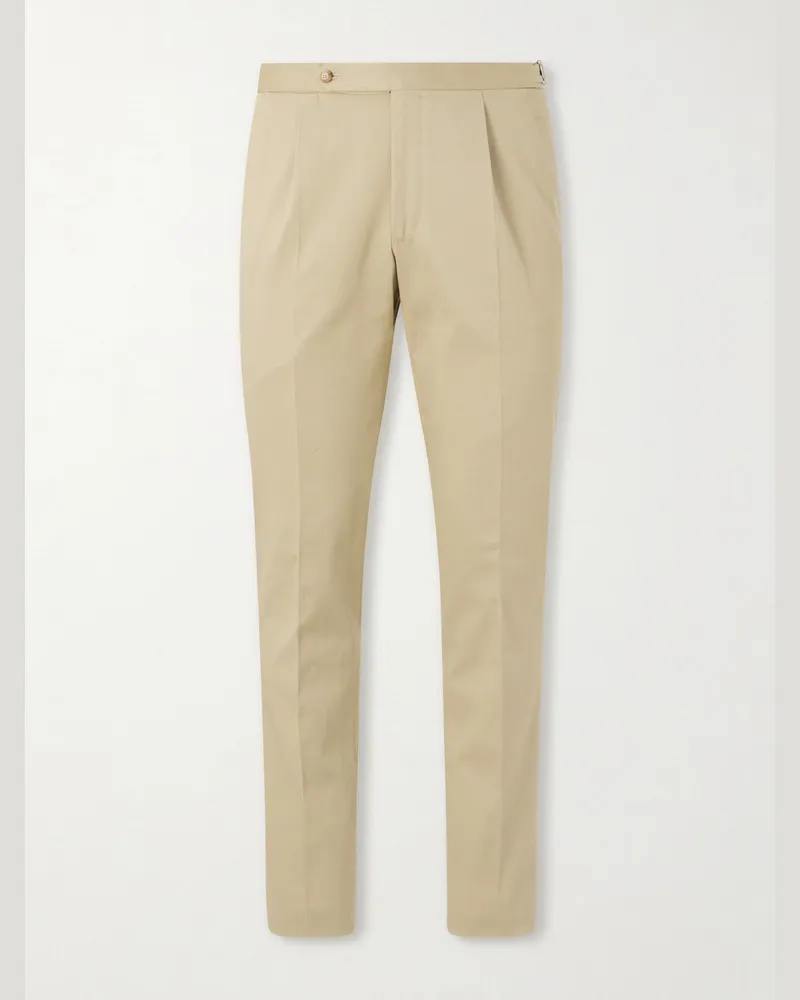 De Petrillo Gerade geschnittene Hose aus Twill aus einer Baumwollmischung Neutral