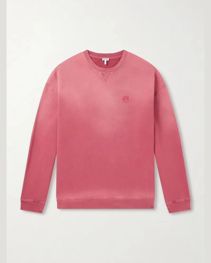 Loewe Anagram-Embroidered Cotton-Jersey Sweatshirt Red