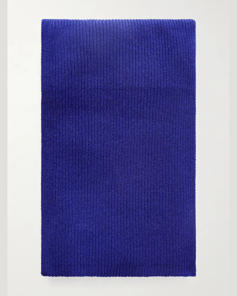 William Lockie Schal aus Kaschmir in Rippstrick Blau