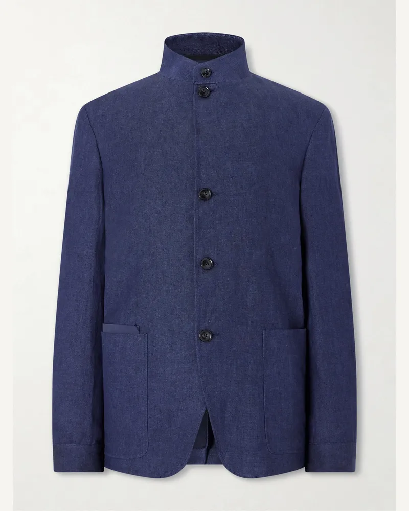 Ermenegildo Zegna Il Conte Oasi Linen Jacket Blue