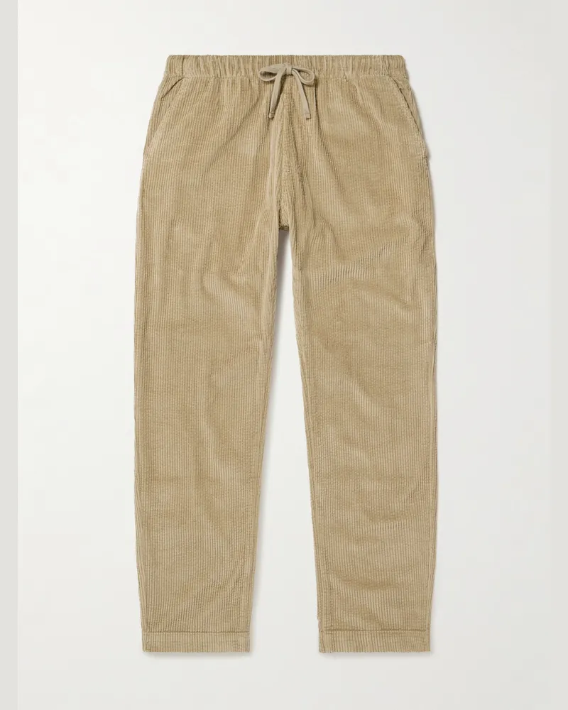 Hartford Joggy Straight-Leg Cotton-Corduroy Drawstring Trousers Neutrals