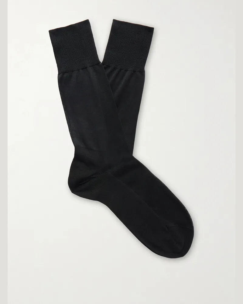 Falke Set of Two Silk-Blend Socks Black