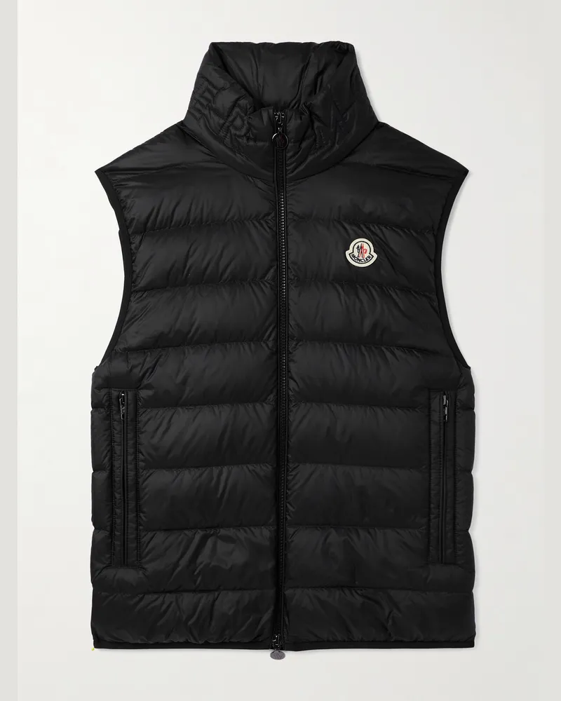 Moncler Rocoque Daunenweste aus gestepptem Shell mit Logoapplikation Schwarz