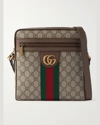 Gucci Ophidia Umhängetasche aus beschichtetem Canvas mit Lederbesatz und Monogramm Braun