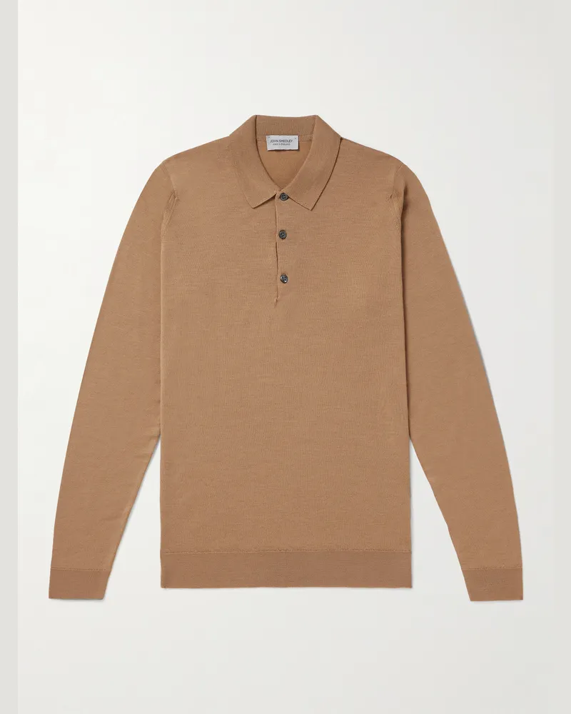 John Smedley Belper Slim-Fit Merino Wool Polo Shirt Neutrals