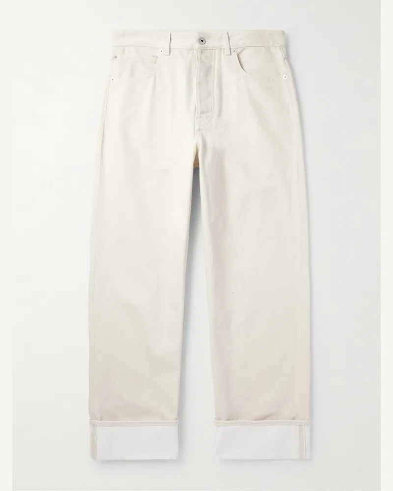 Bottega Veneta Wide-Leg Embellished Stone-Washed Jeans Neutrals