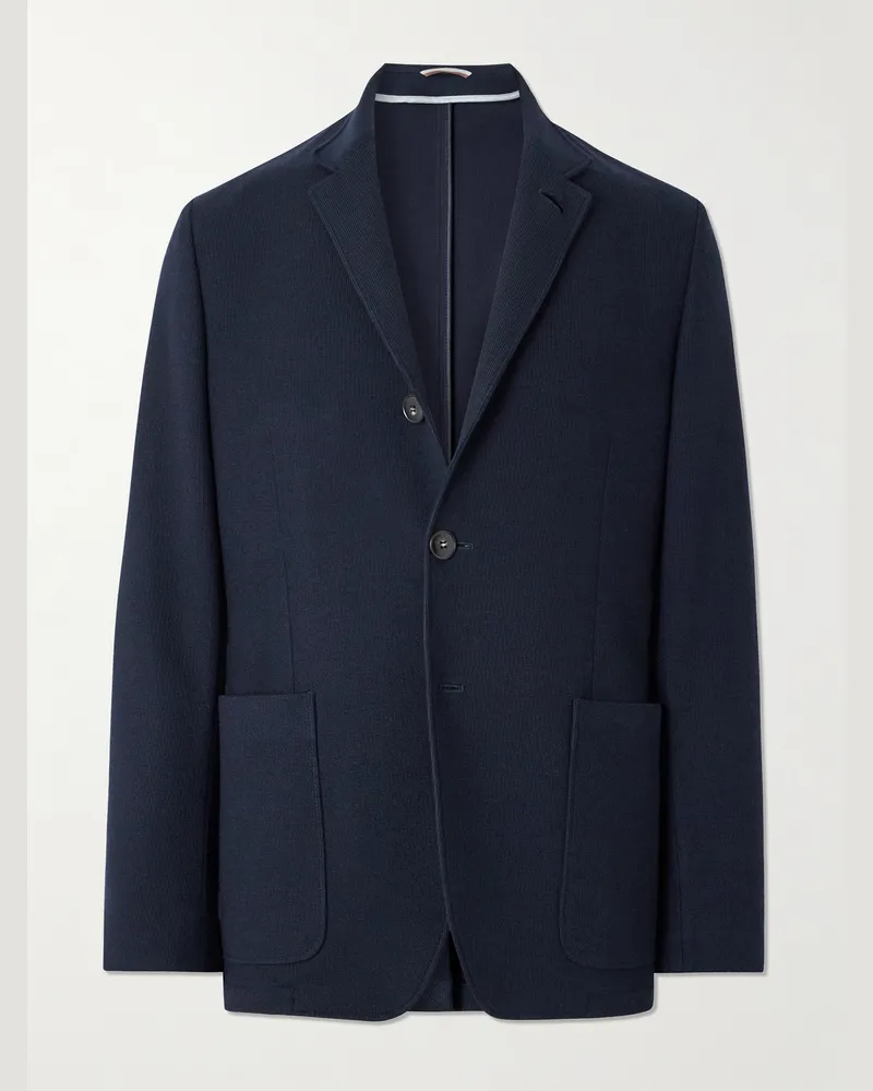 Canali Jacke aus einer Woll-Baumwollmischung Blau