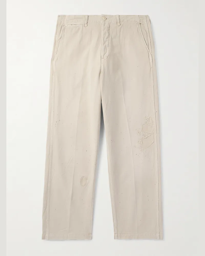 Visvim Crash gerade geschnittene Chino aus Baumwoll-Twill in Distressed-Optik Neutral