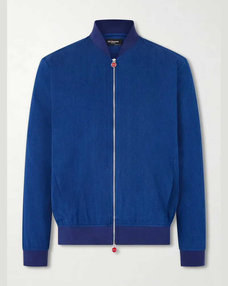 Kiton Cotton Bomber Jacket Blue