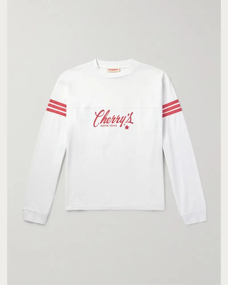 Cherry Los Angeles Austin Oberteil aus Baumwoll-Jersey mit Logoprint und Streifen Weiß