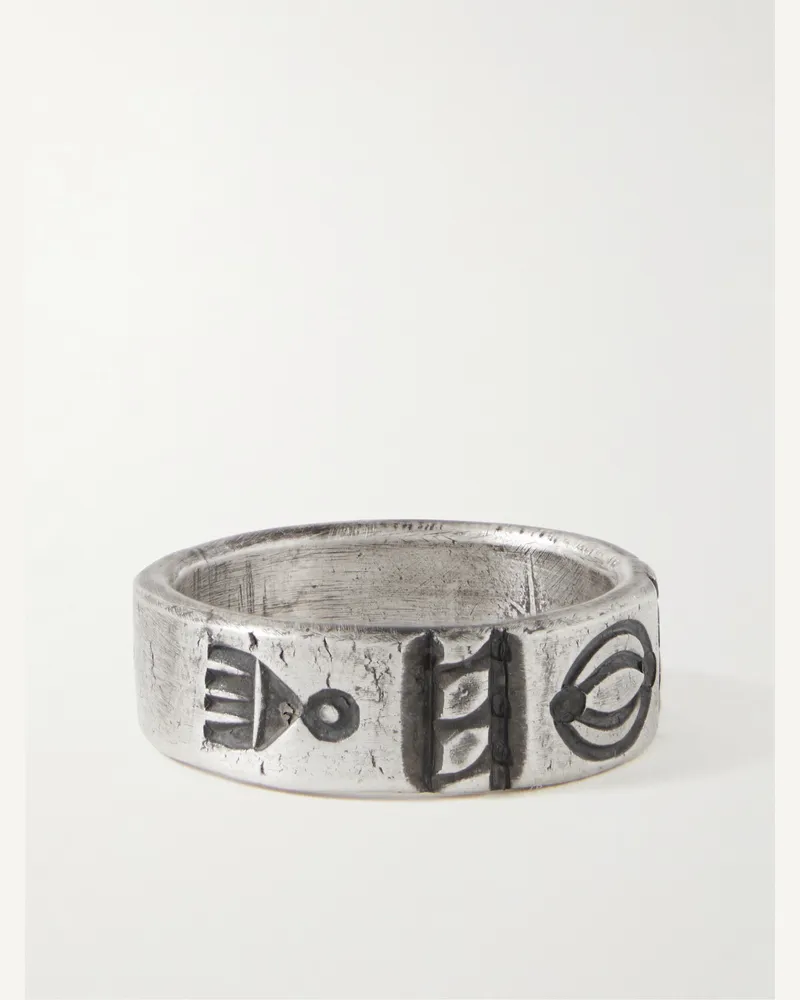 Peyote Bird Maquise Ring aus Sterlingsilber mit Gravuren Silber