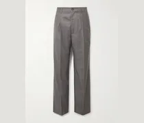 Weit geschnittene Anzughose aus Schurwollflanell mit Falten