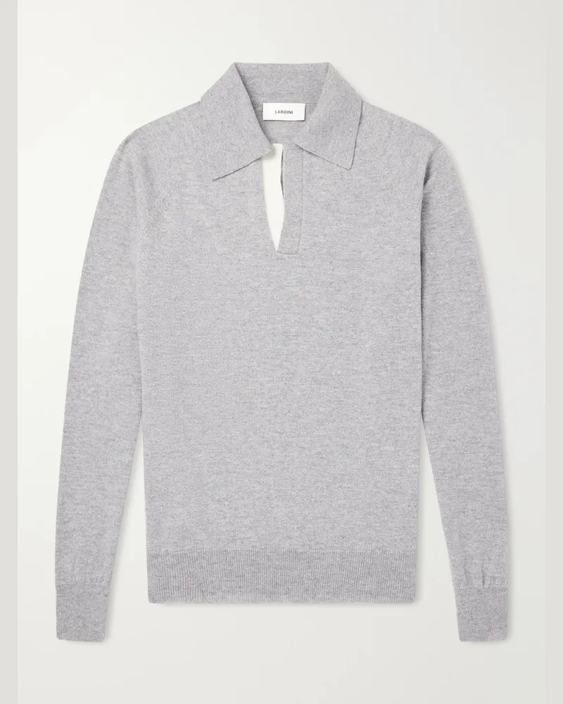 LARDINI Wool and Cashmere-Blend Polo Shirt Gray