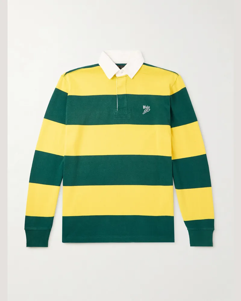 Ralph Lauren Rugby-Oberteil aus gestreiftem Baumwoll-Jersey mit Logostickerei Gelb