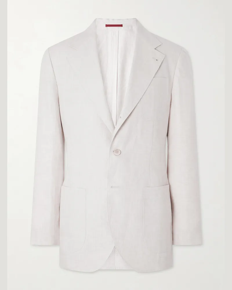 Brunello Cucinelli Linen-Twill Suit Jacket Neutrals