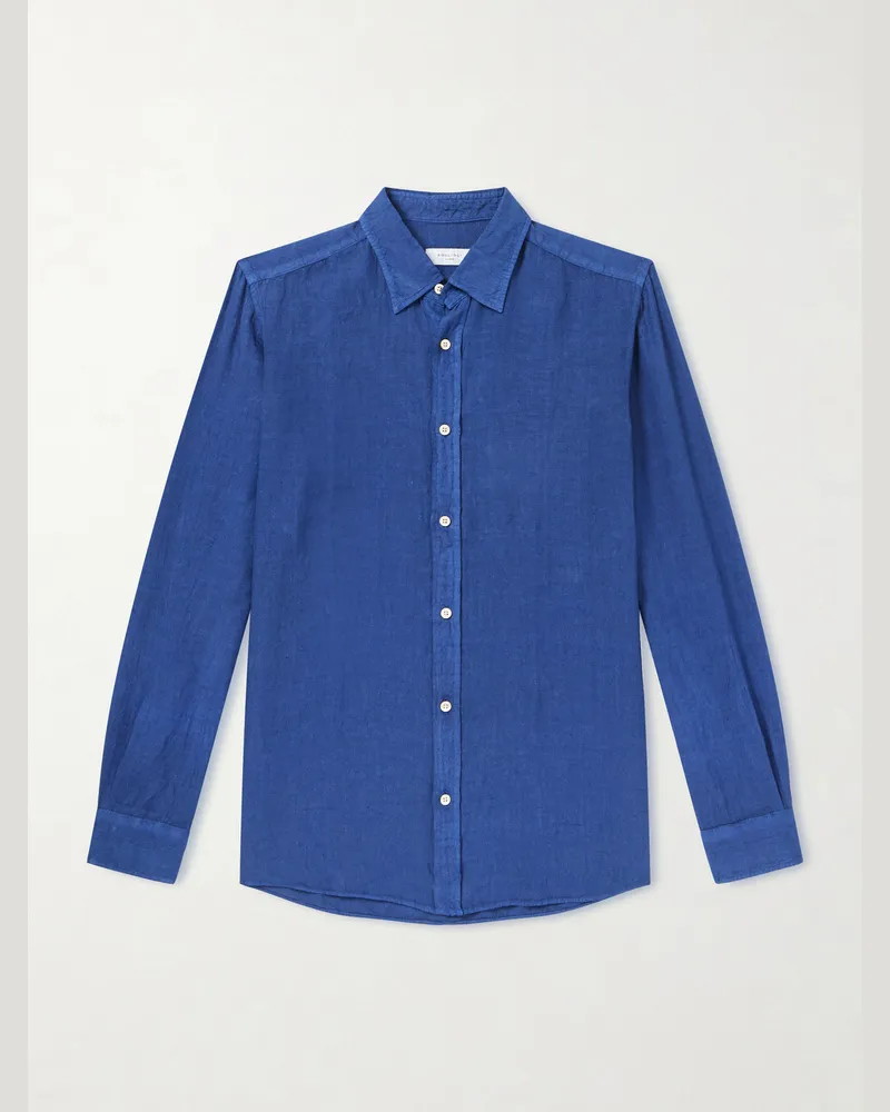 Boglioli Hemd aus Leinen Blau