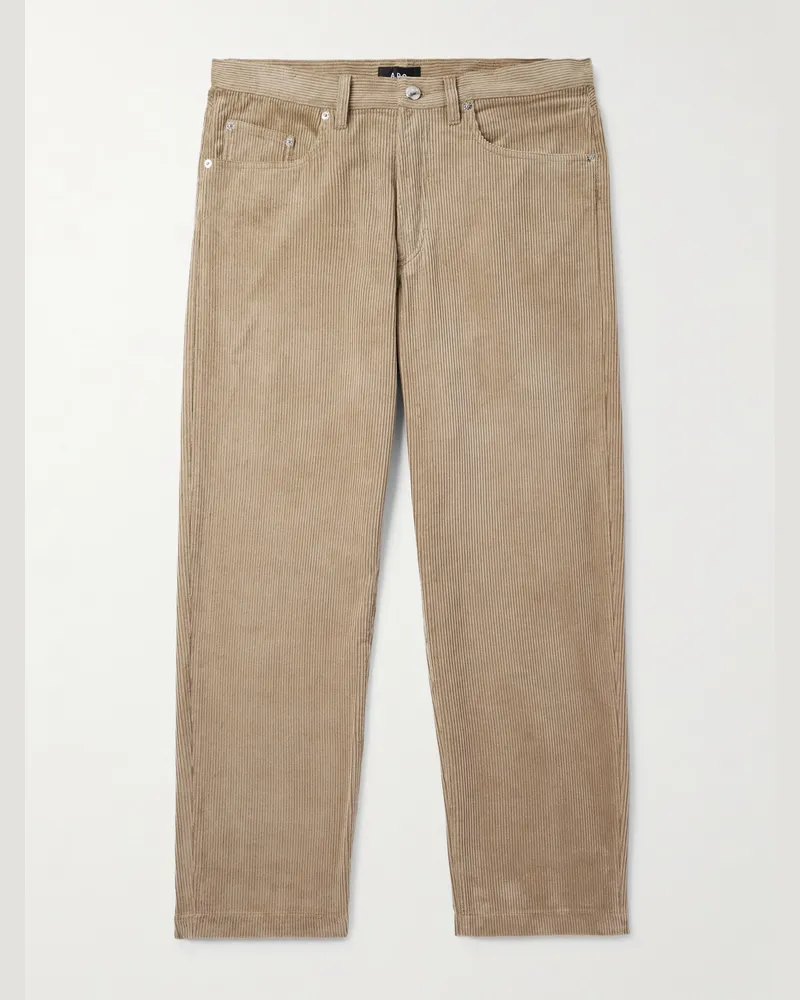 A.P.C. Achille gerade geschnittene, verkürzte Hose aus Baumwollcord Neutral