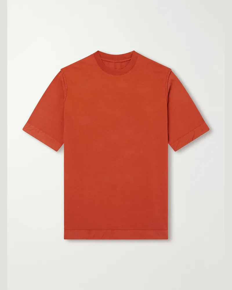 Casey Casey Felix Gabardine-Trimmed Cotton-Jersey T-Shirt Red