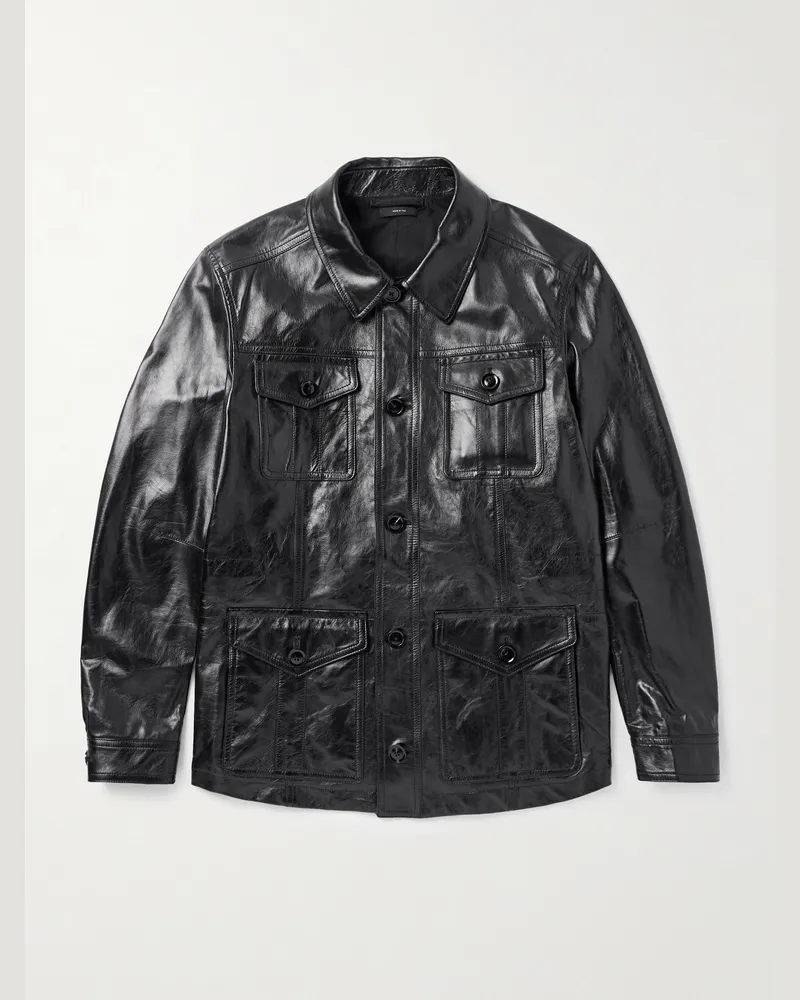 Tom Ford Jacke aus strukturiertem Leder Schwarz
