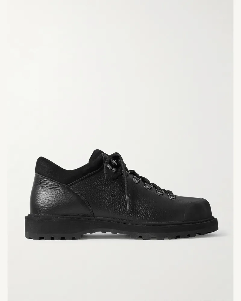 Diemme Cornaro Sneakers aus vollnarbigem Leder mit Besatz aus Veloursleder und Gummi Schwarz