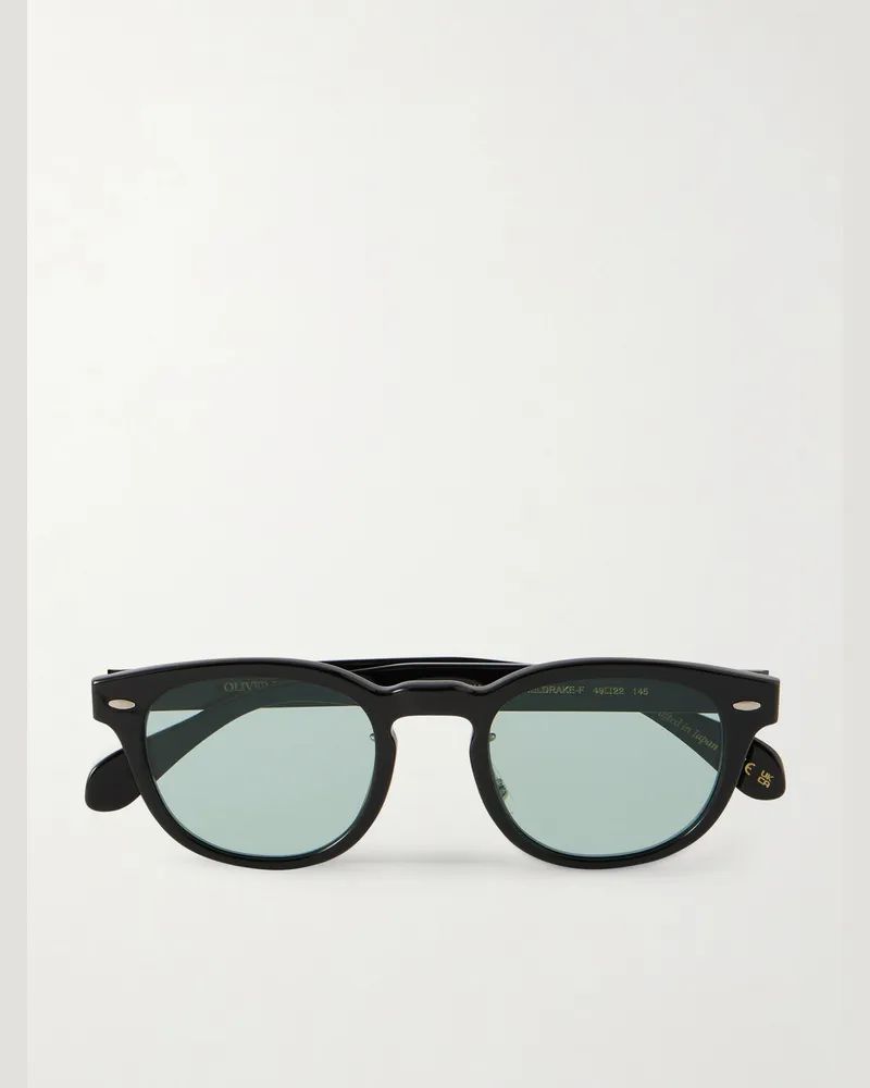 Oliver Peoples Sheldrake-F Round-Frame Acetate Sunglasses Black