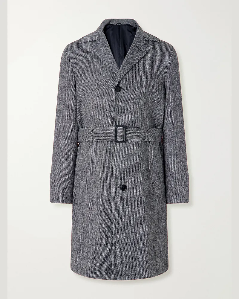 De Petrillo Petrucci Belted Wool and Cashmere-Blend Tweed Coat Gray